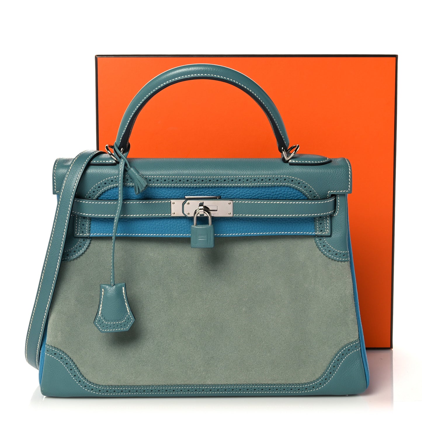 Veau Doblis Taurillon Clemence Evergrain Ghillies Kelly Retourne 32 Turquoise Ciel