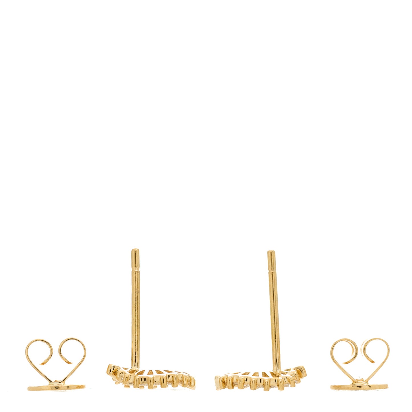 18K Yellow Gold Diamond Small Palm Leaf Earrings