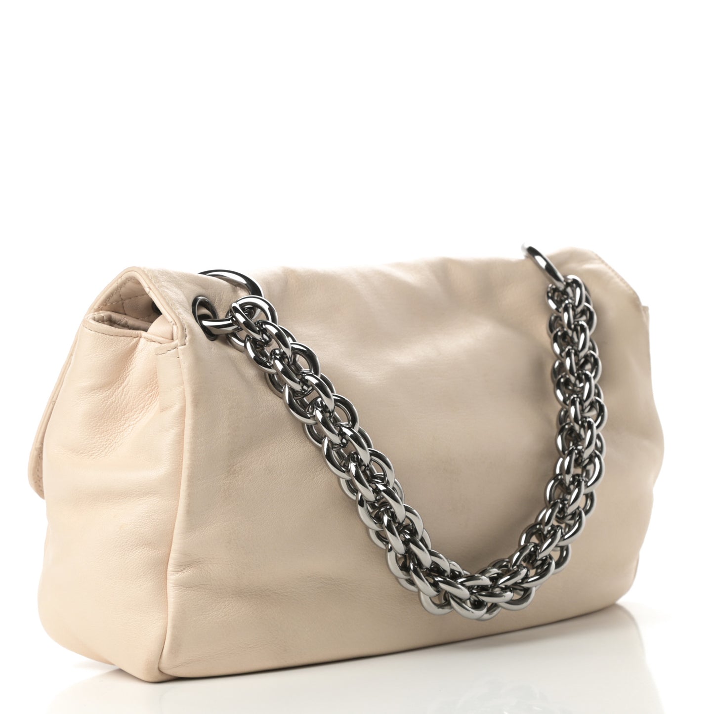 Lambskin Medium Soft and Chain Flap Beige