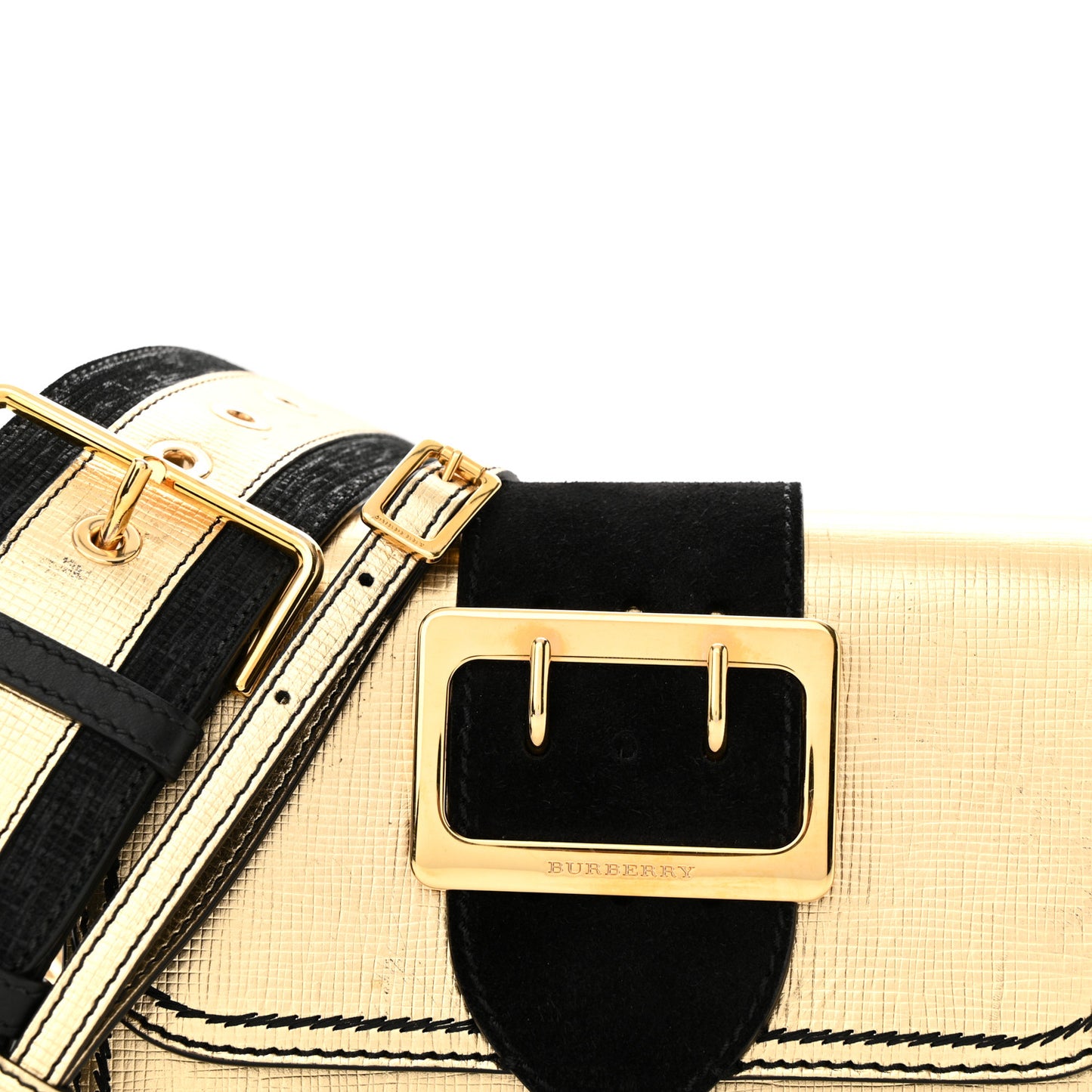 Metallic Calfskin Small Madison Buckle Bag Gold