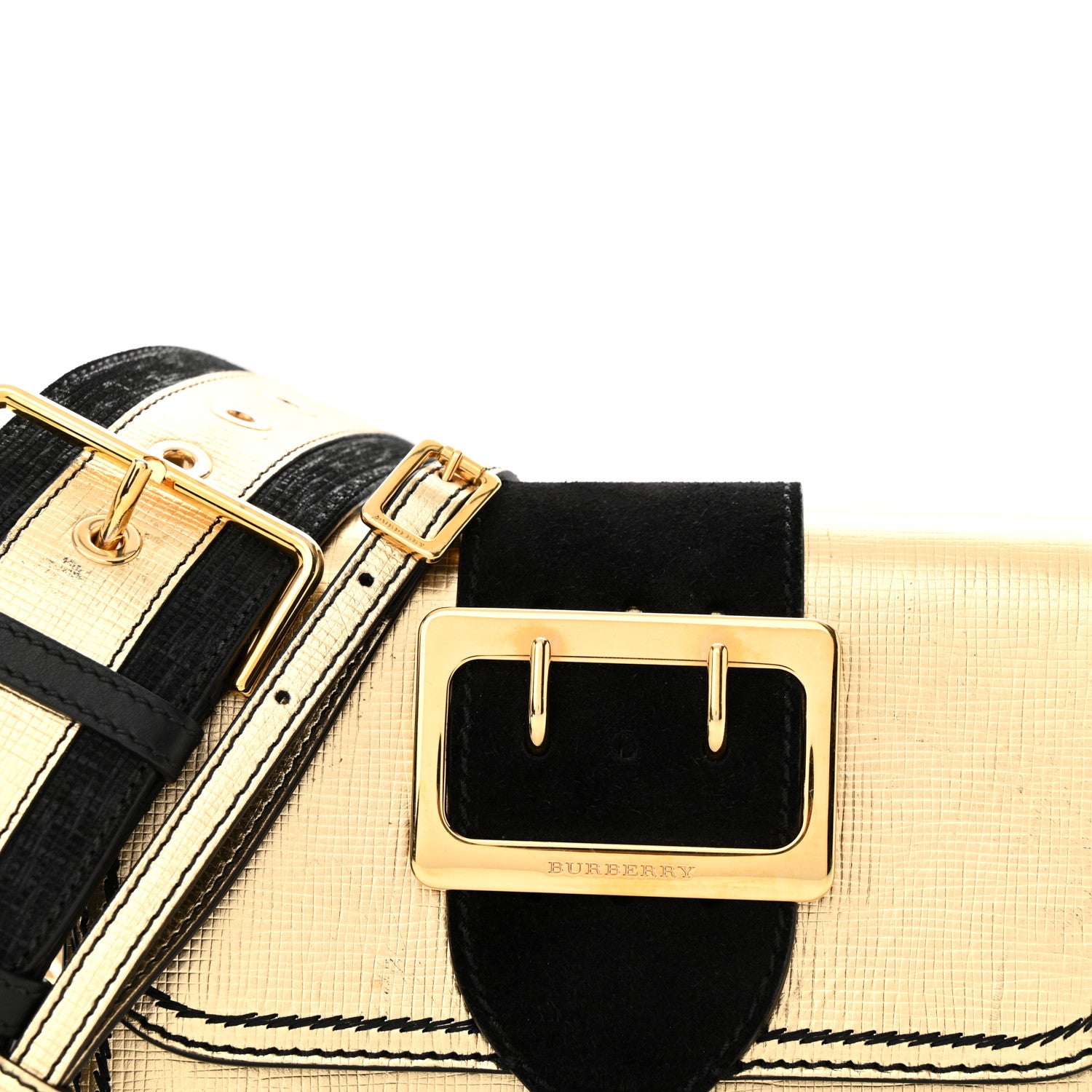 Burberry Metallic Calfskin Small Madison Buckle Bag Gold 8 of 15