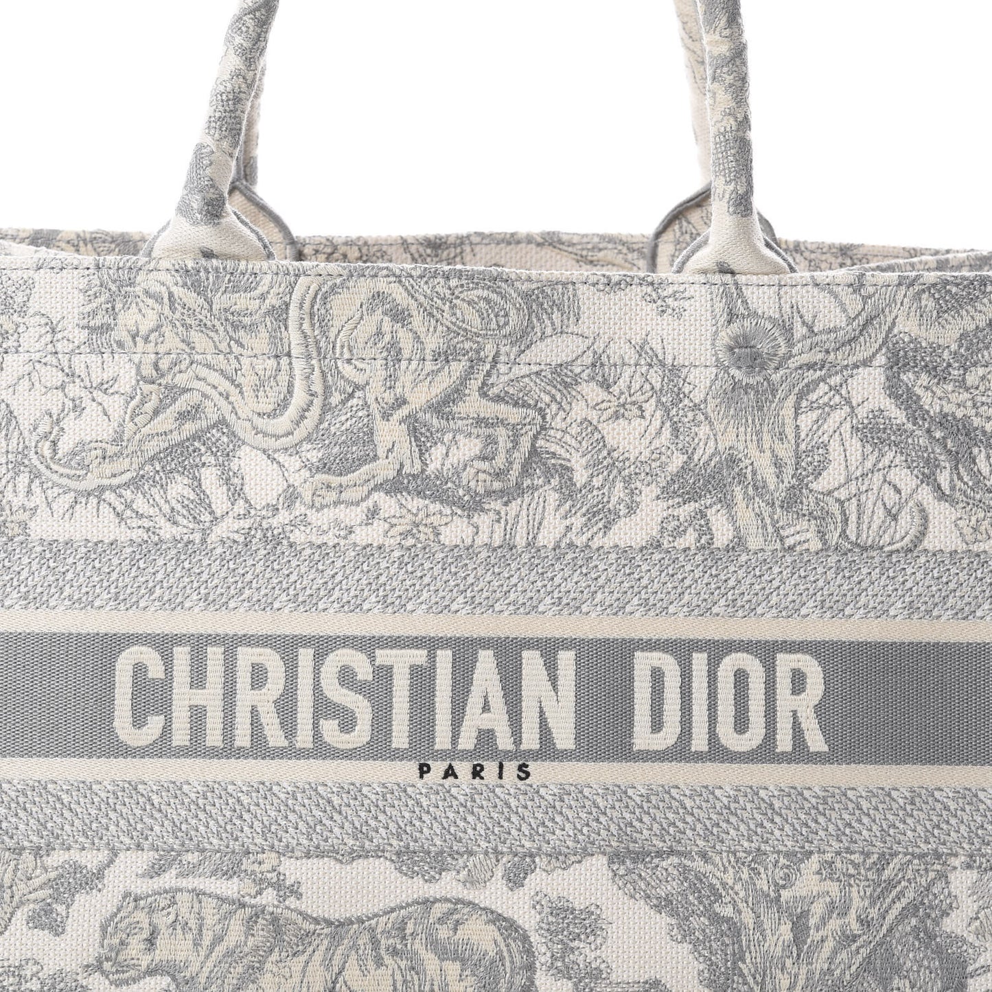 Canvas Embroidered Medium Dioriviera Toile De Jouy Book Tote Gray