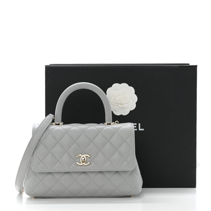 Chanel Caviar Quilted Mini Coco Handle Flap Light Grey 11 of 11