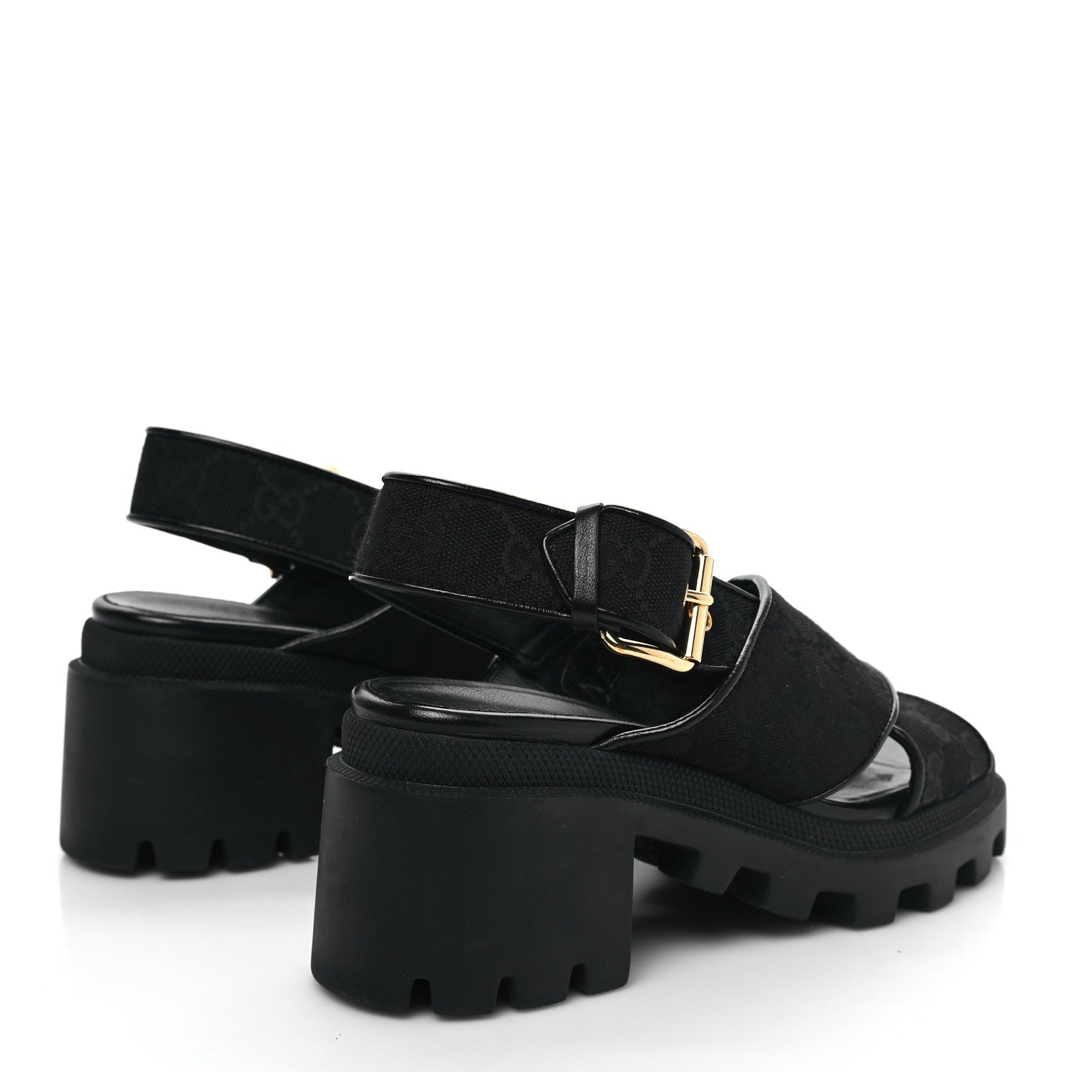 Gucci Monogram Granada Kid Trip 40/72mm Lug Sole Sandals 37 Black 4 of 8