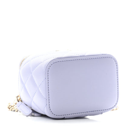 Chanel Lambskin Quilted Top Handle Mini Vanity Case With Chain Light Purple 4 of 9