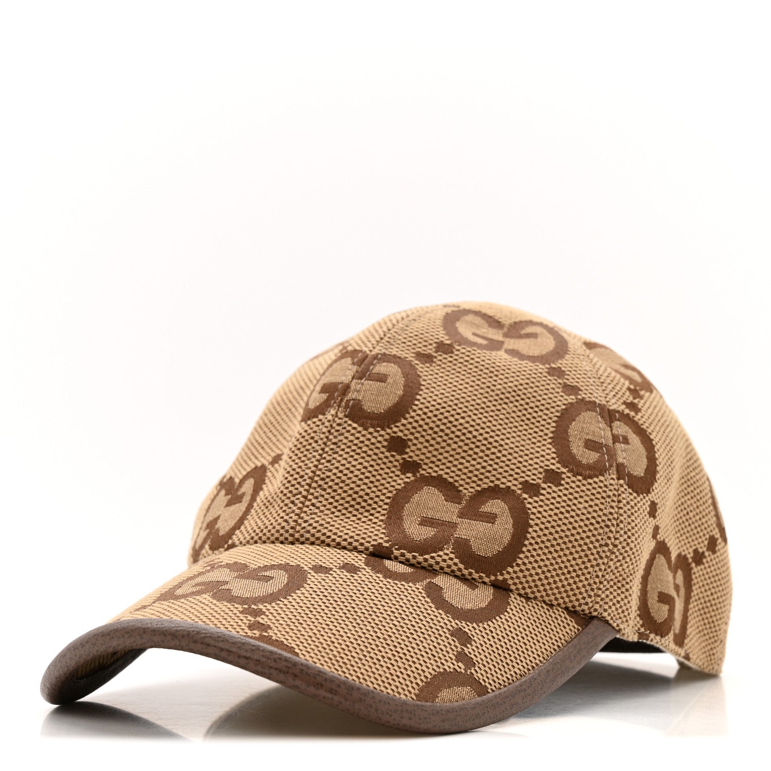 Gucci Monogram Jumbo GG Baseball Hat XS Camel Ebony 1 of 13