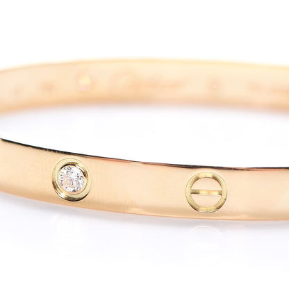 Cartier 18K Yellow Gold 4 Diamond LOVE Bracelet 17 9 of 10