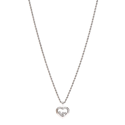Chopard 18K White Gold 5 Happy Diamonds Icons Heart Pendant Necklace 1 of 7
