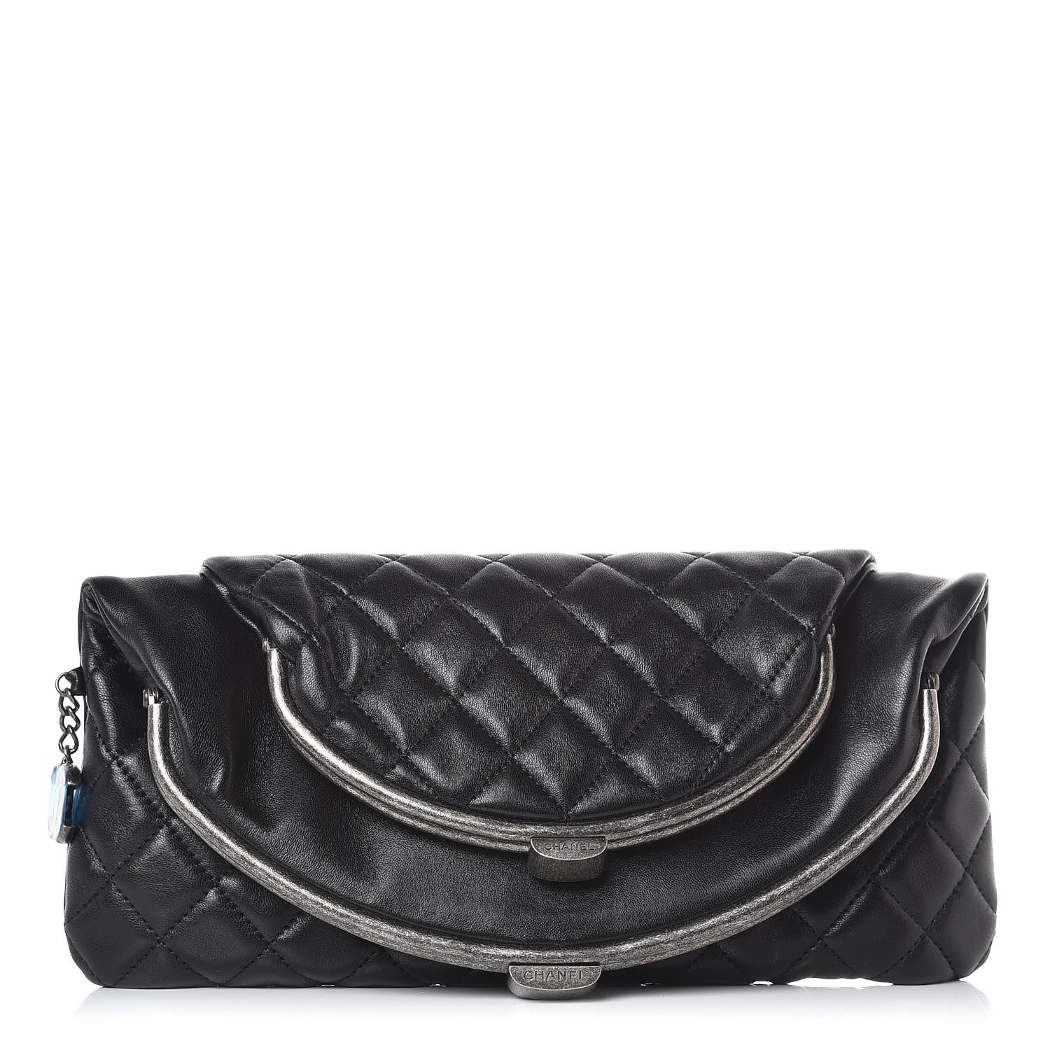 Chanel Lambskin Quilted Frame Clasp Flap Clutch Black 1 of 8