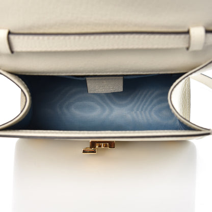 Gucci Textured Calfskin Bee Star Print Mini Sylvie Top Handle Bag Mystic White 5 of 7