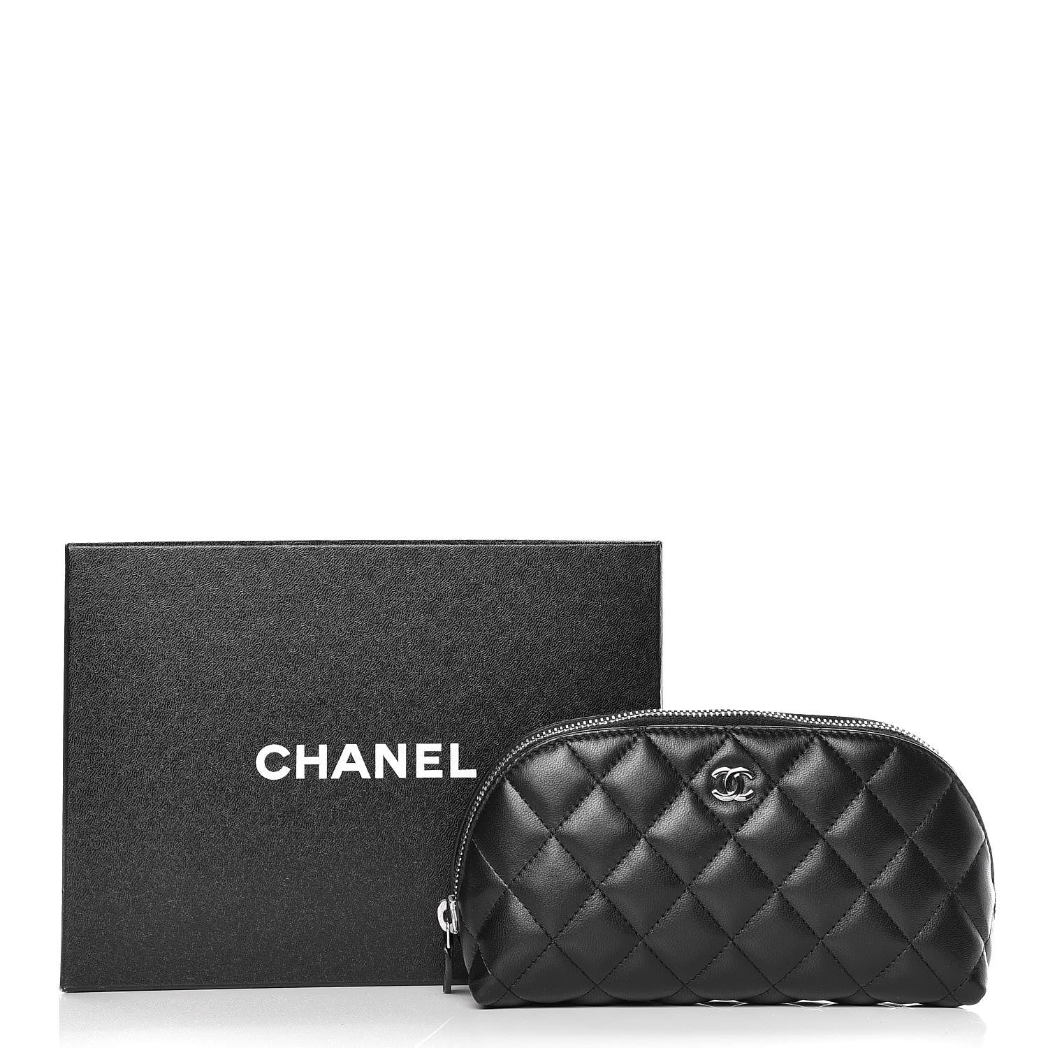 Chanel Lambskin Quilted Cosmetic Case Black 9 of 9