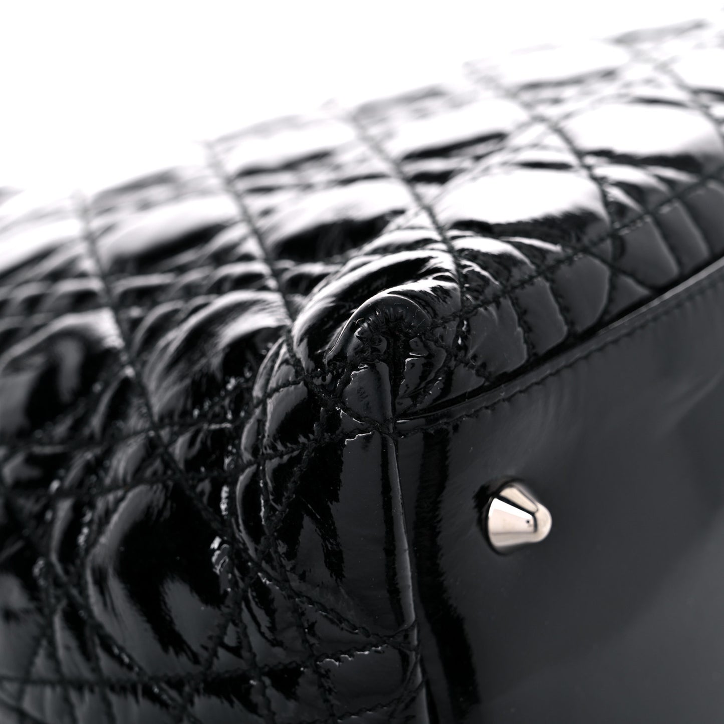 Patent Cannage Small Dior Soft Shopping Tote Black