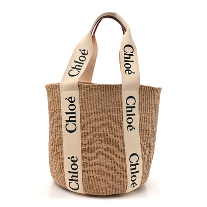 Chloe Raffia Large Woody Basket Bag White 1 of 9