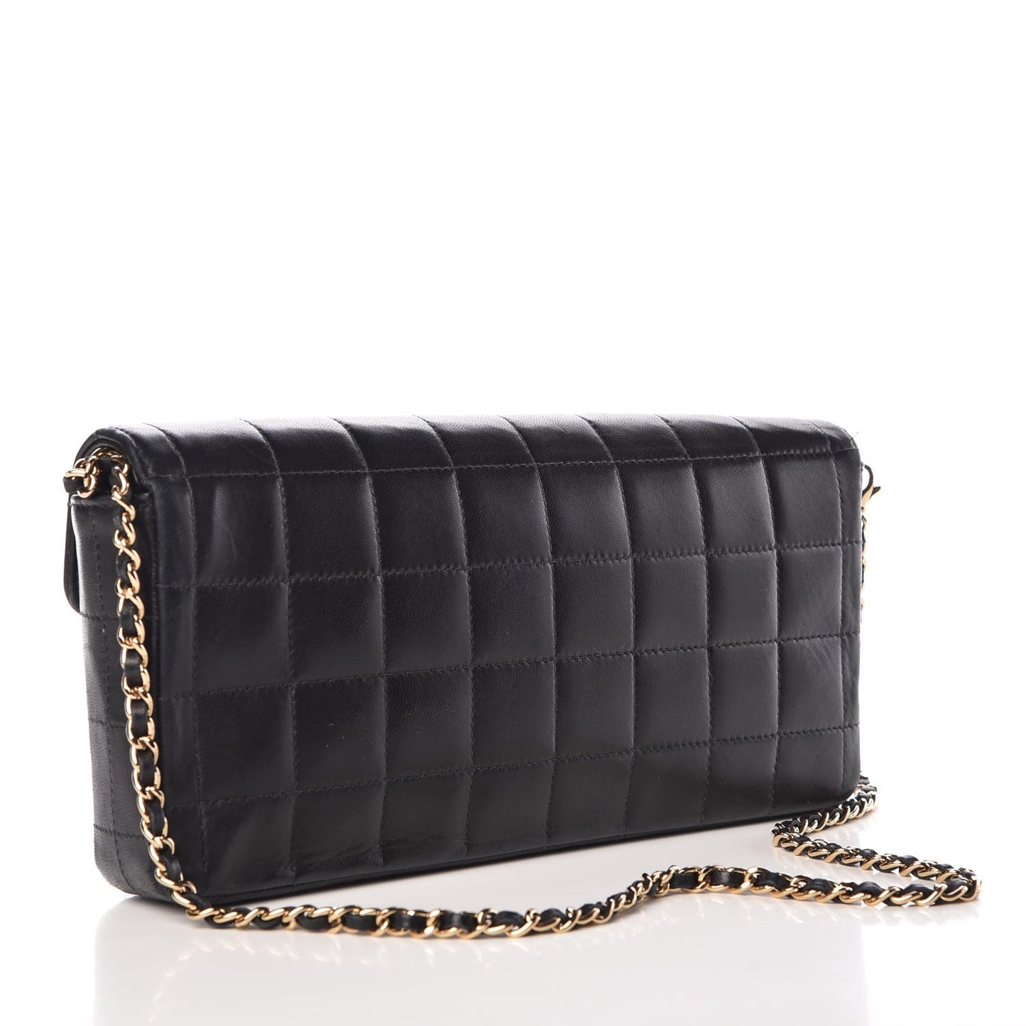 Lambskin East West Chocolate Bar Flap Black