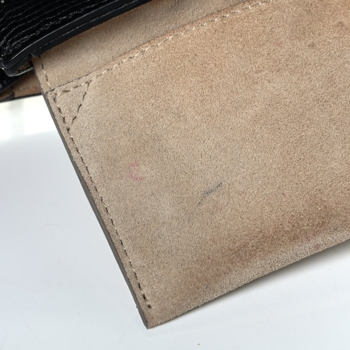 Grained Calfskin Lambskin Mini Bi-Color Drew Shoulder Bag Black Powder Beige