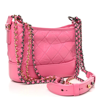 Chanel Aged Calfskin Quilted Small Gabrielle Hobo Pink 3 of 10