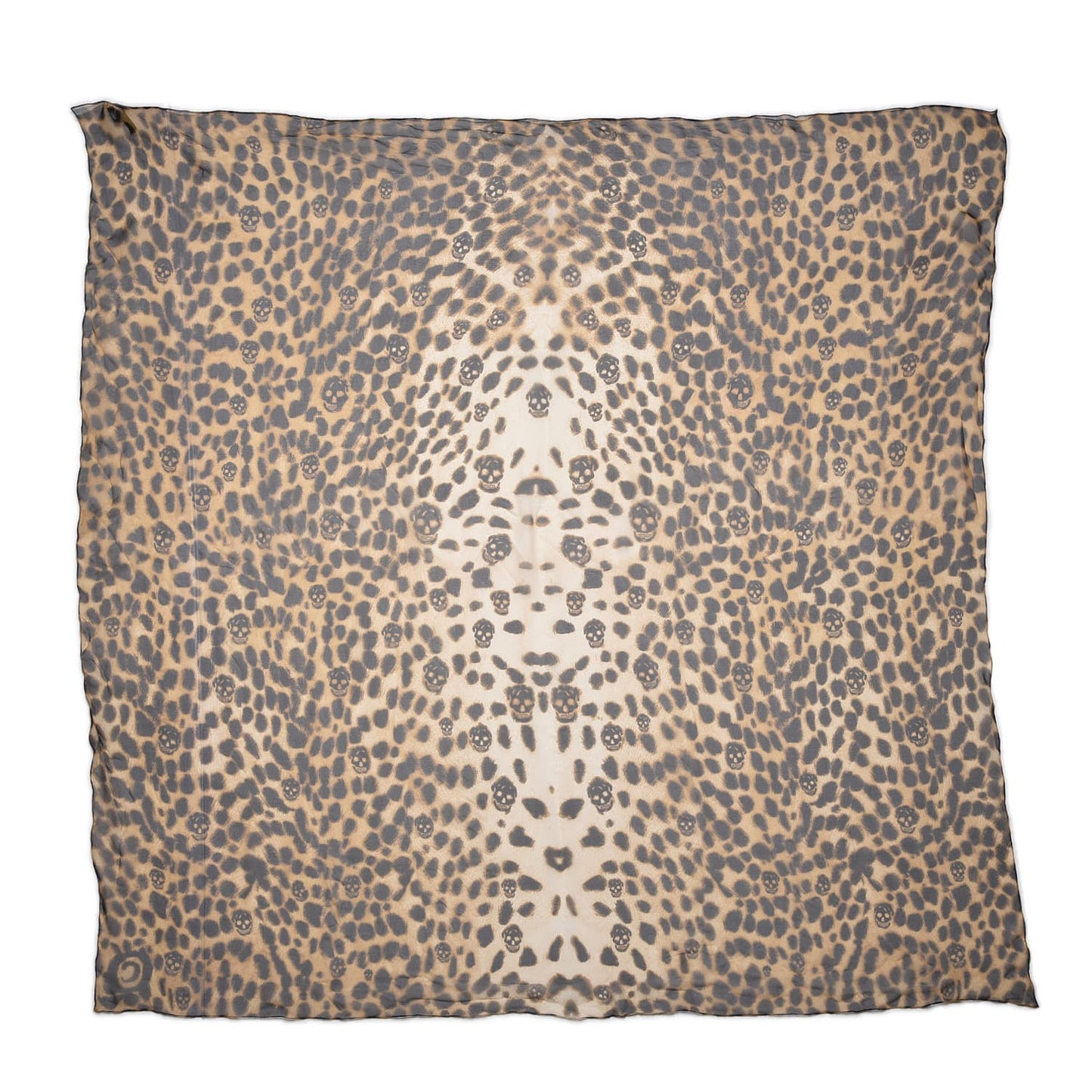 Silk Chiffon Leopard Skull Scarf Brown