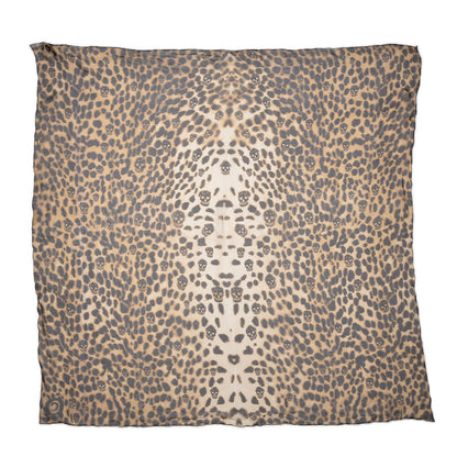Alexander McQueen Silk Chiffon Leopard Skull Scarf Brown 3 of 8