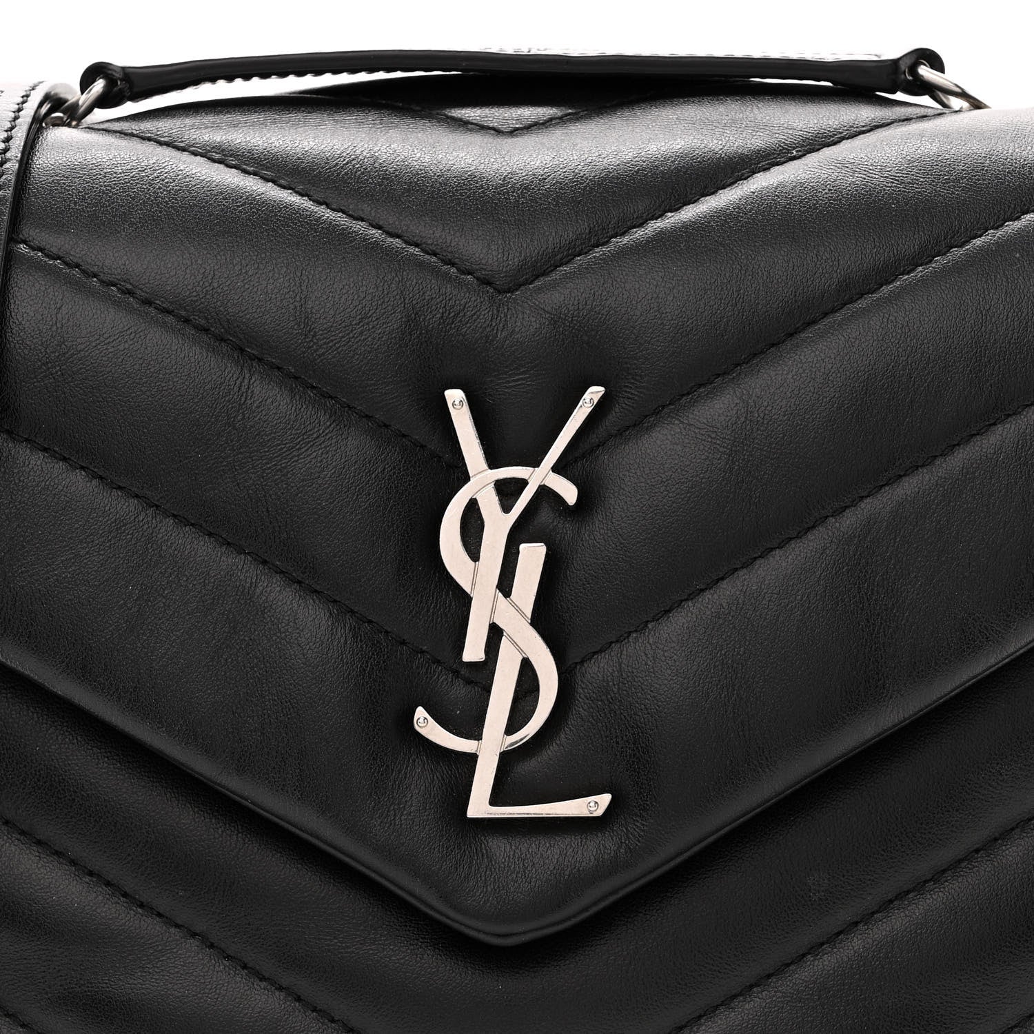 Saint Laurent Calfskin Y Quilted Monogram Small Loulou Chain Satchel Black 8 of 12