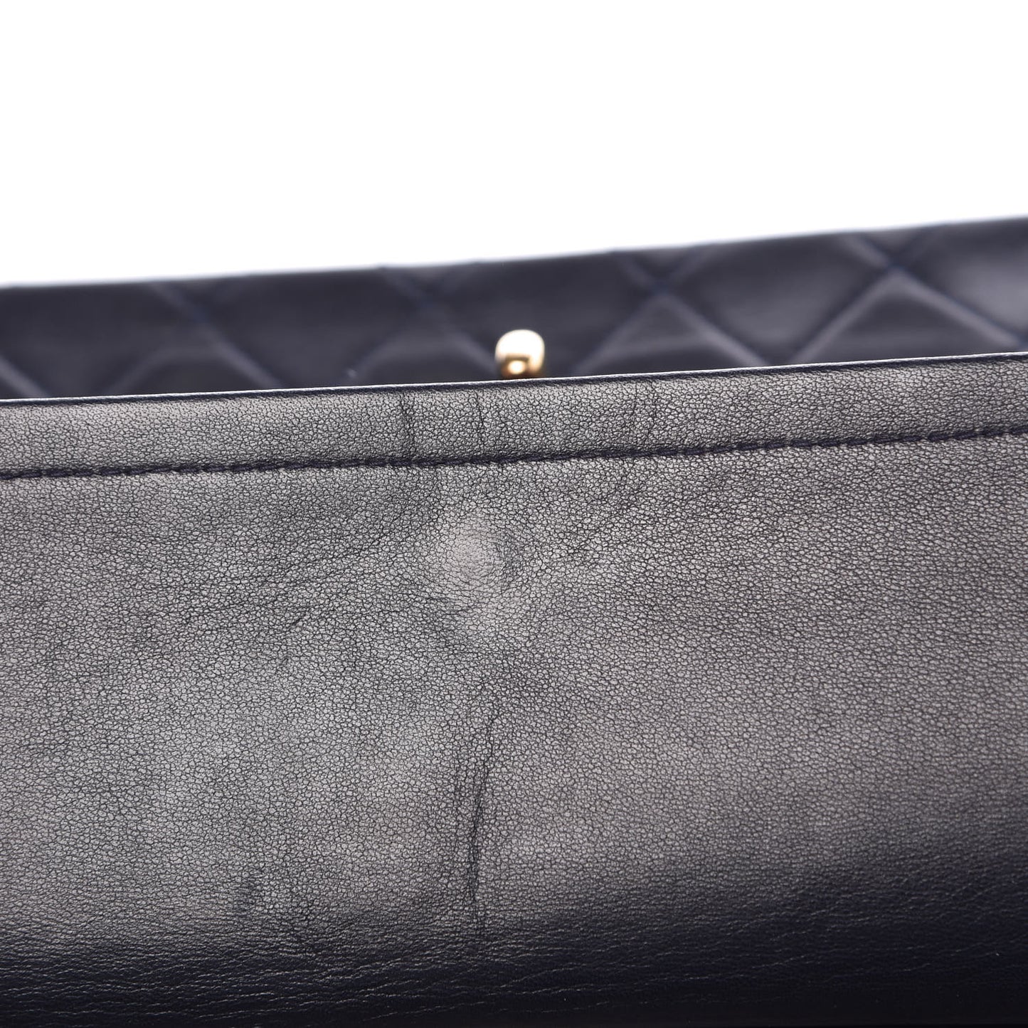 Lambskin Quilted Medium Double Flap Navy