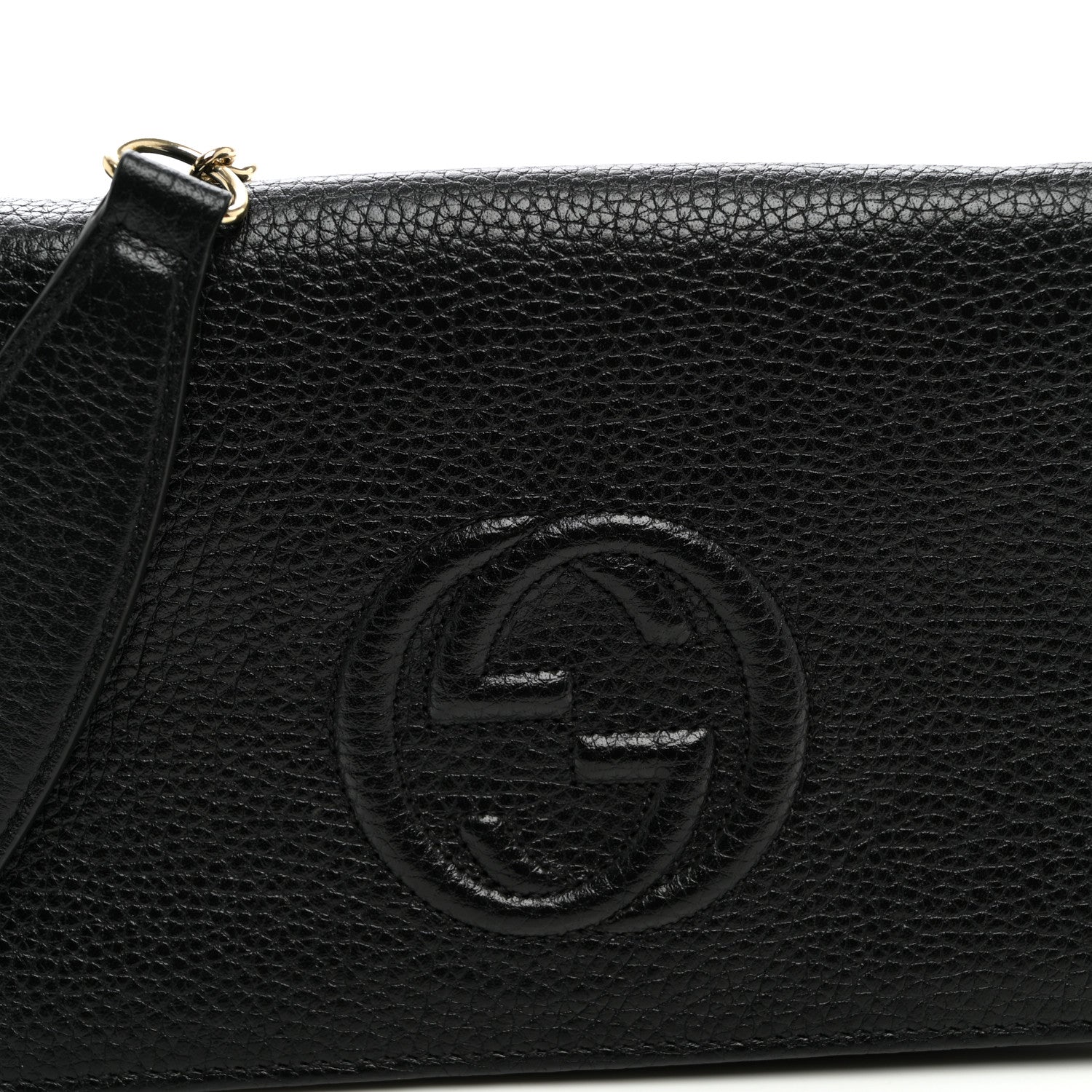 Gucci Pebbled Calfskin Soho Wallet On Chain Black 6 of 8