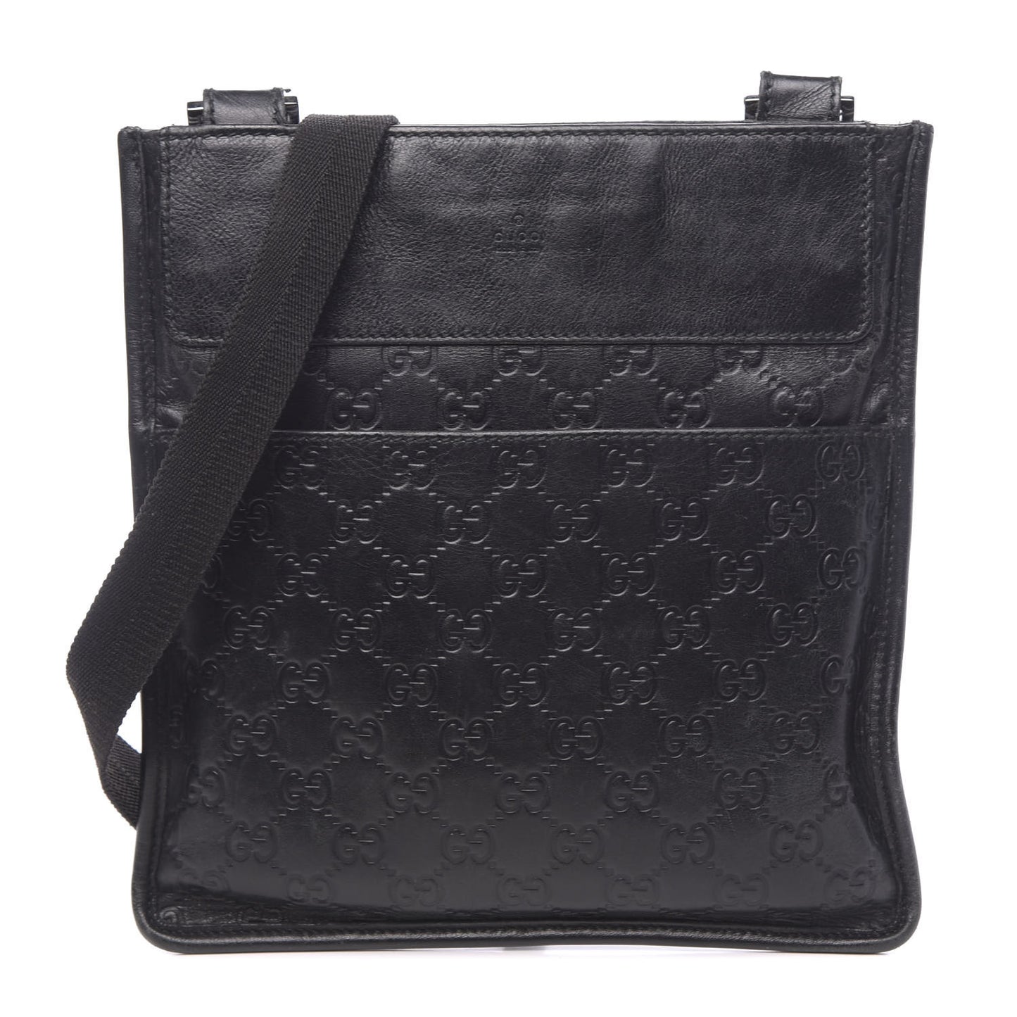 Guccissima Medium Flat Messenger Bag Black