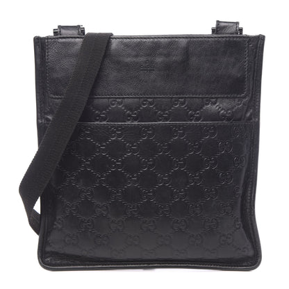 Gucci Guccissima Medium Flat Messenger Bag Black 1 of 14