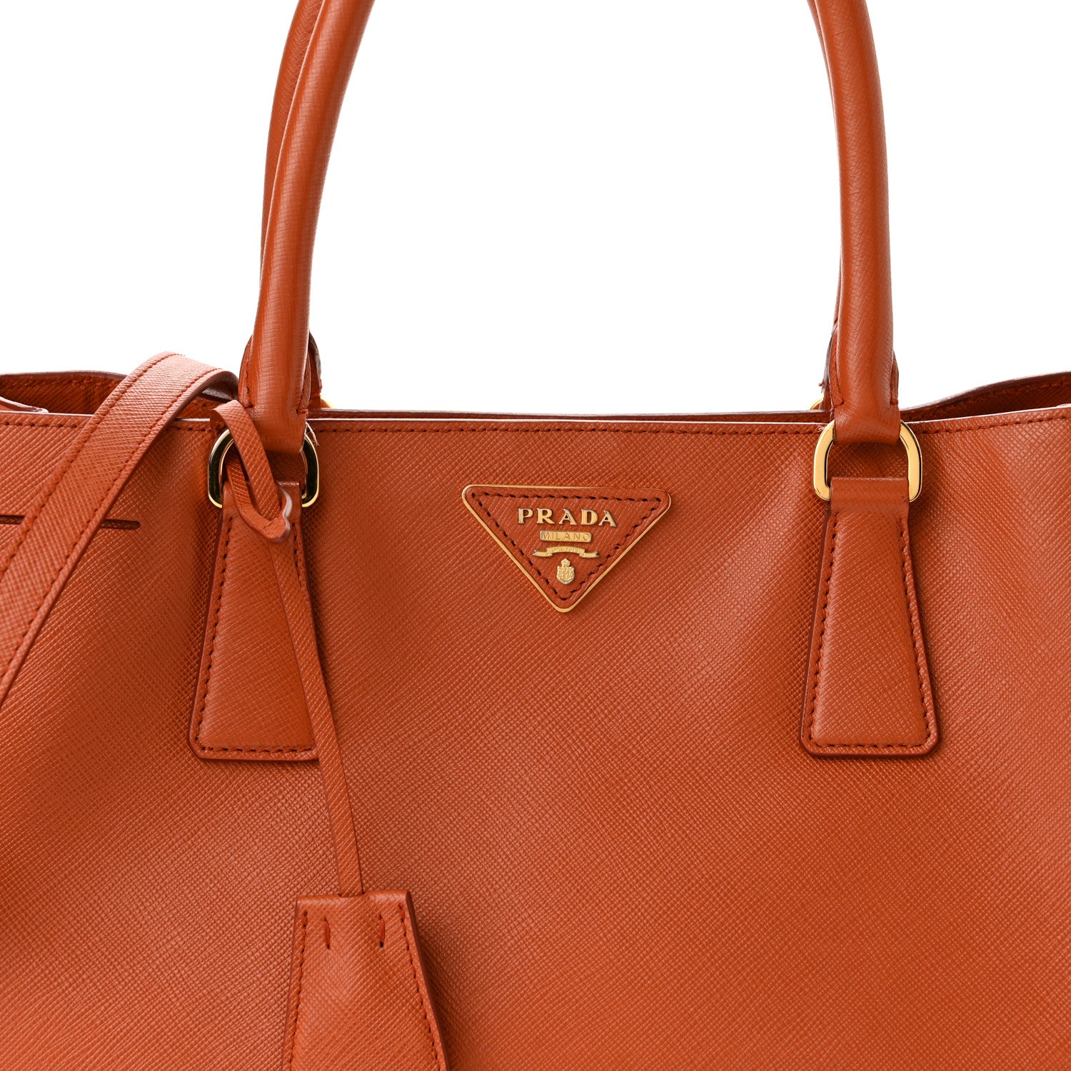 Prada Saffiano Lux Medium Tote Papaya 8 of 10