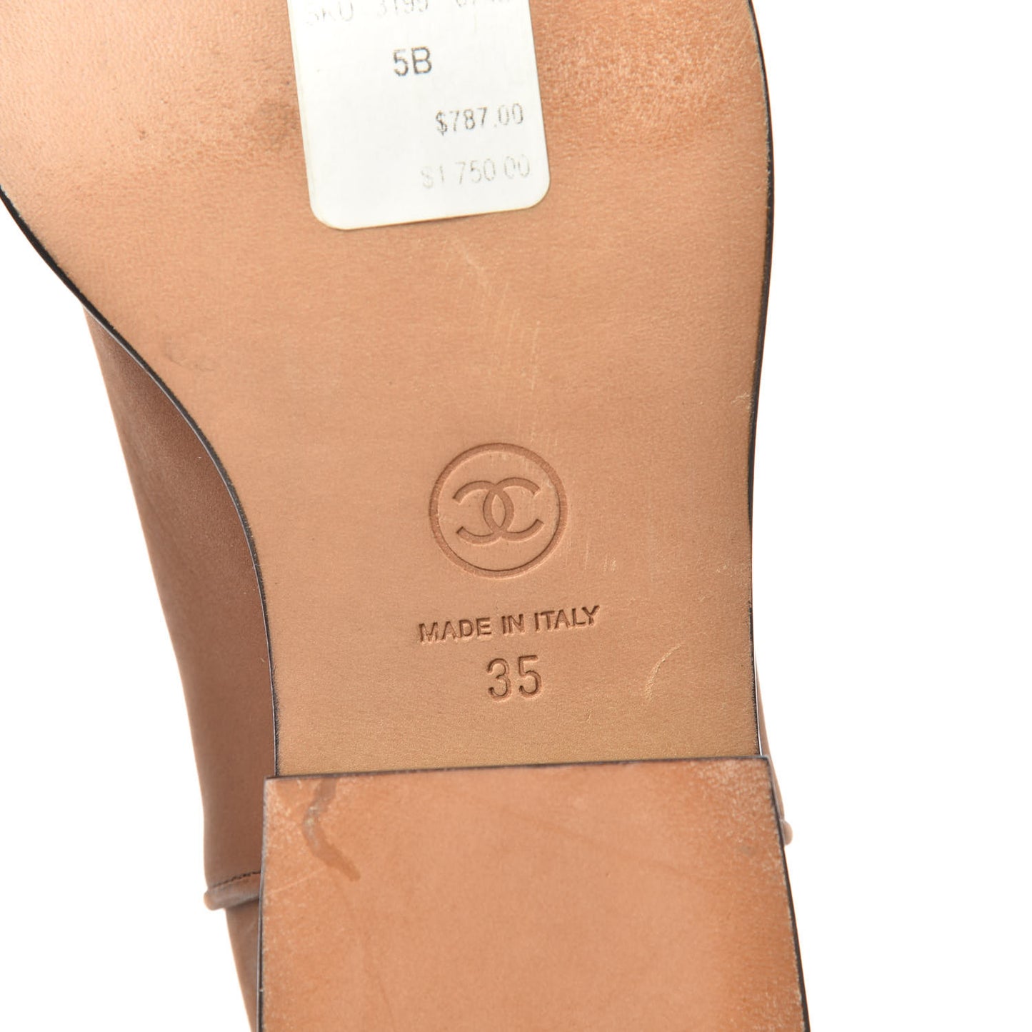 Calfskin Ascot CC Knee High Boots 35 Light Brown