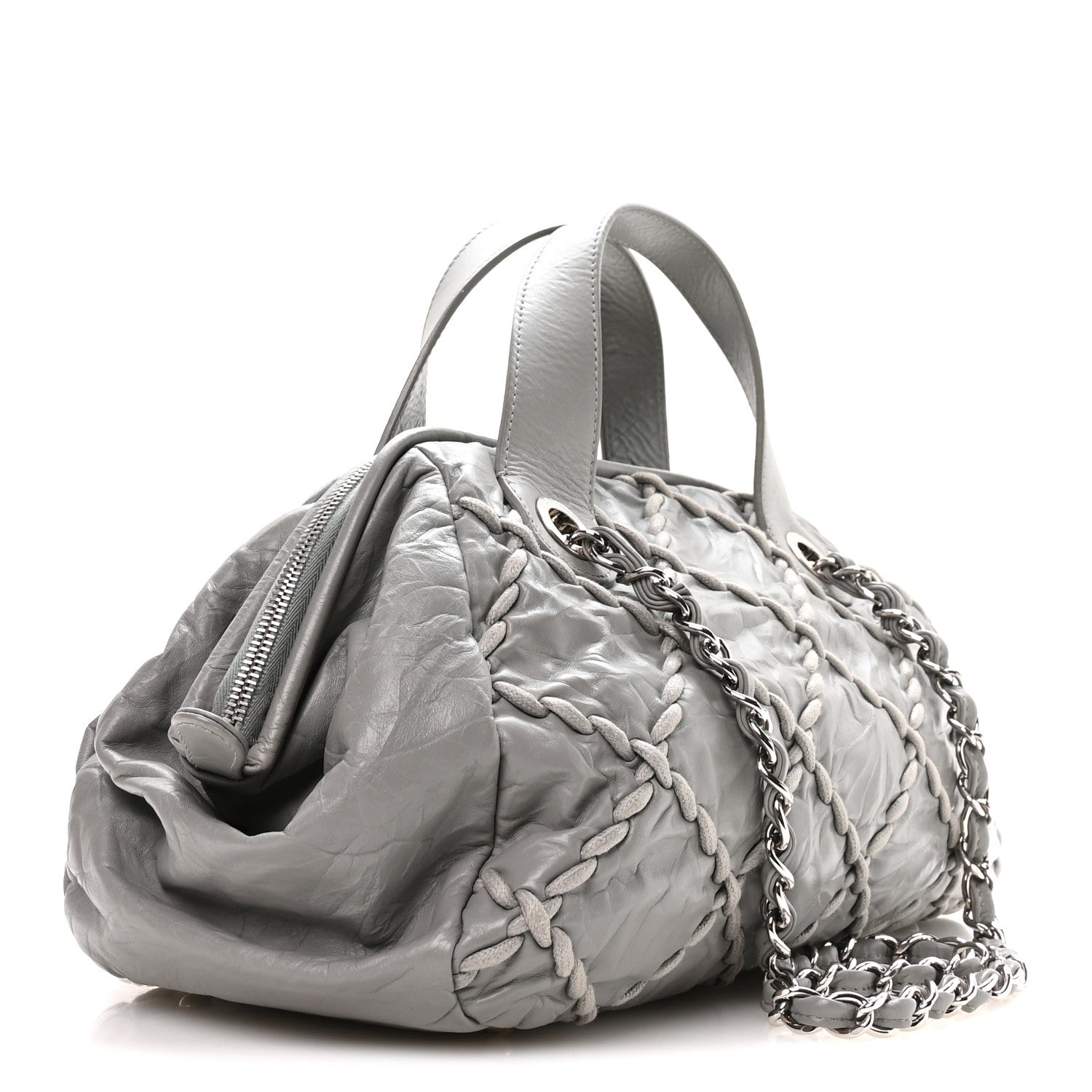 Chanel Calfskin Ultra Stitch Bowler Grey 3 of 11