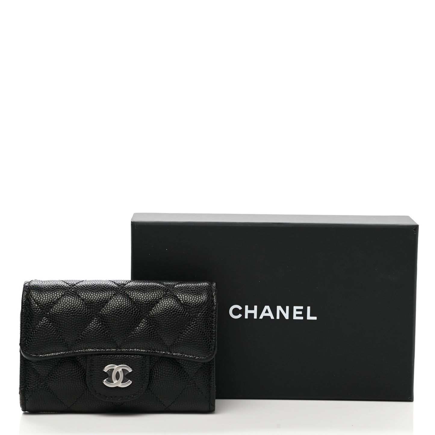 Caviar Quilted Classic 4 Key Holder Wallet Black