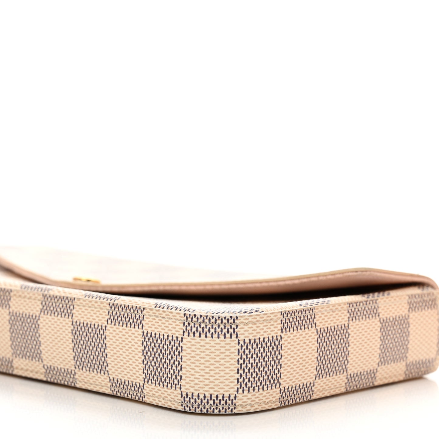 Damier Azur Pochette Felicie Chain Wallet Rose Ballerine