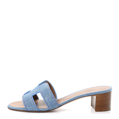 Hermes Denim Oasis Sandals 37.5 Bleu Clair 1 of 11