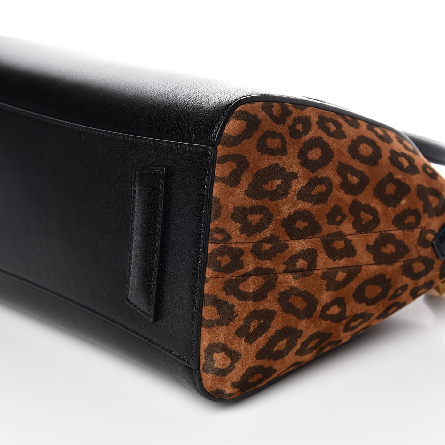 Calfskin Suede Leopard Print Small Antigona Black