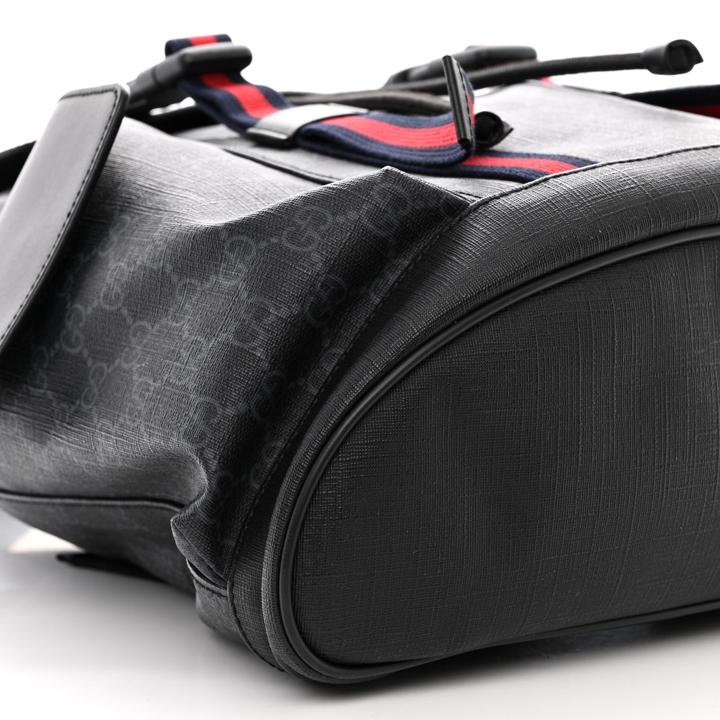 Soft GG Supreme Monogram Calfskin Web Double Buckle Backpack Black