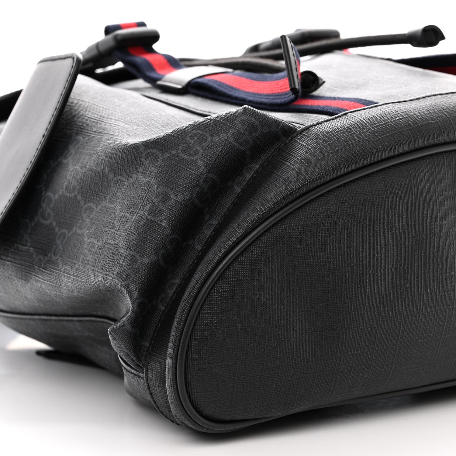Gucci Soft GG Supreme Monogram Calfskin Web Double Buckle Backpack Black 10 of 12