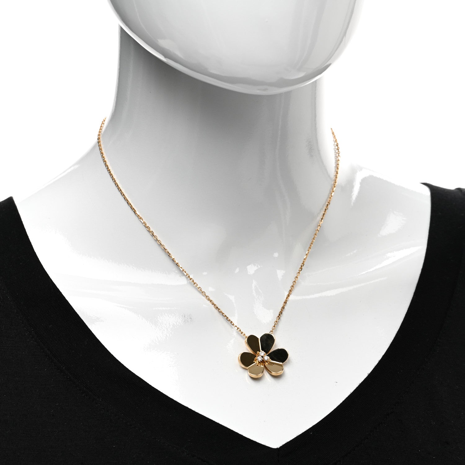 Van Cleef & Arpels 18K Yellow Gold Diamond Large Frivole Pendant Necklace 2 of 6