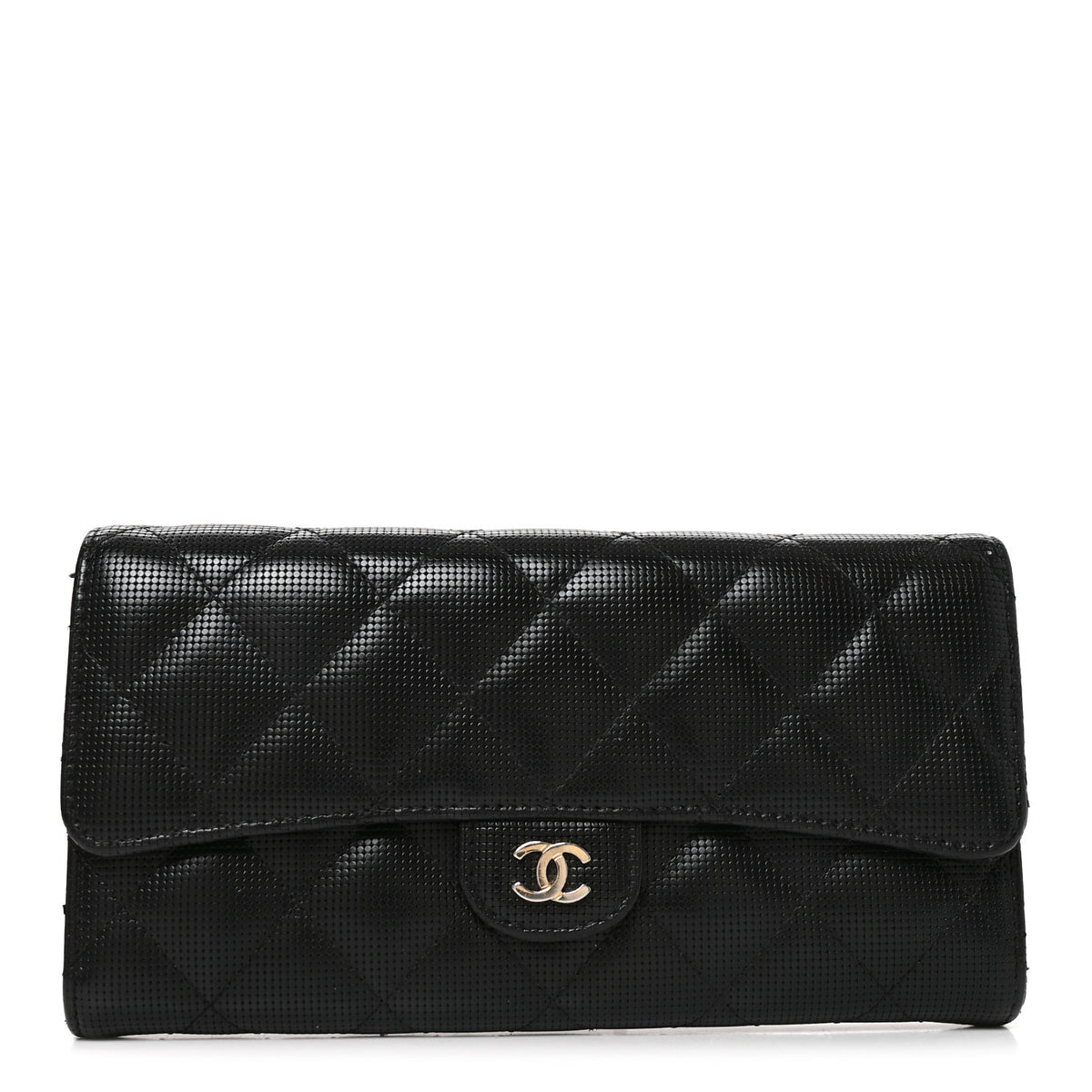 Chanel Calfskin Quilted Pixel Effect Large Flap Wallet Black 1 of 8