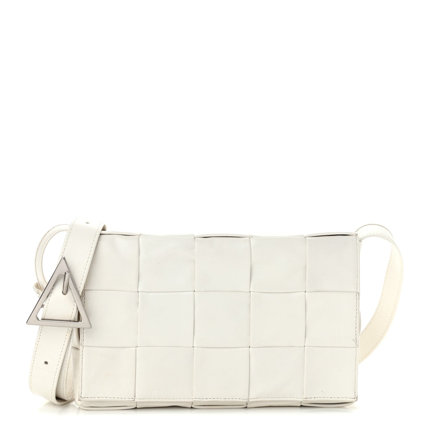 Lambskin Maxi Intrecciato Cassette Crossbody Bag White