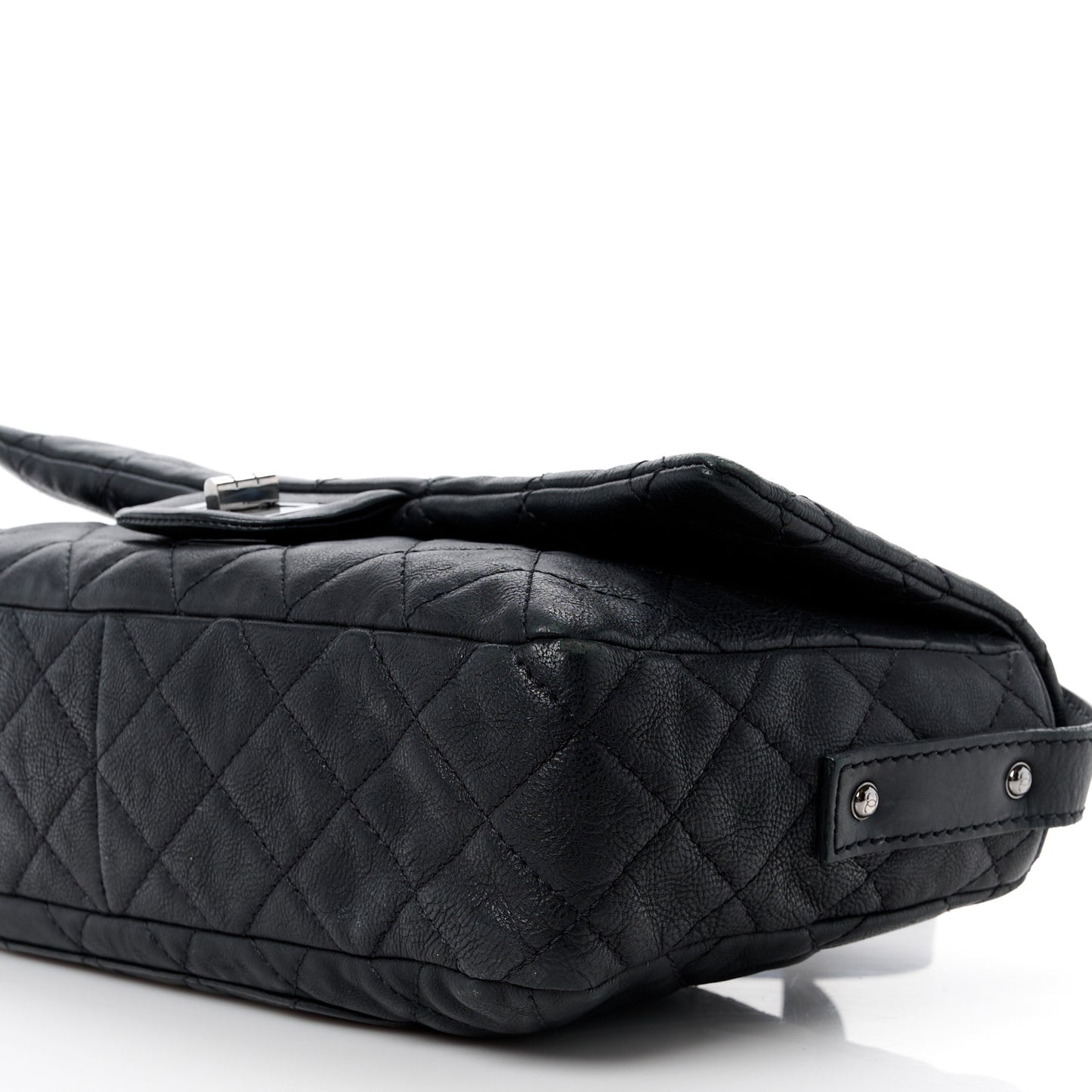 Calfskin Quilted Jumbo Easy Reissue Messenger Flap Black