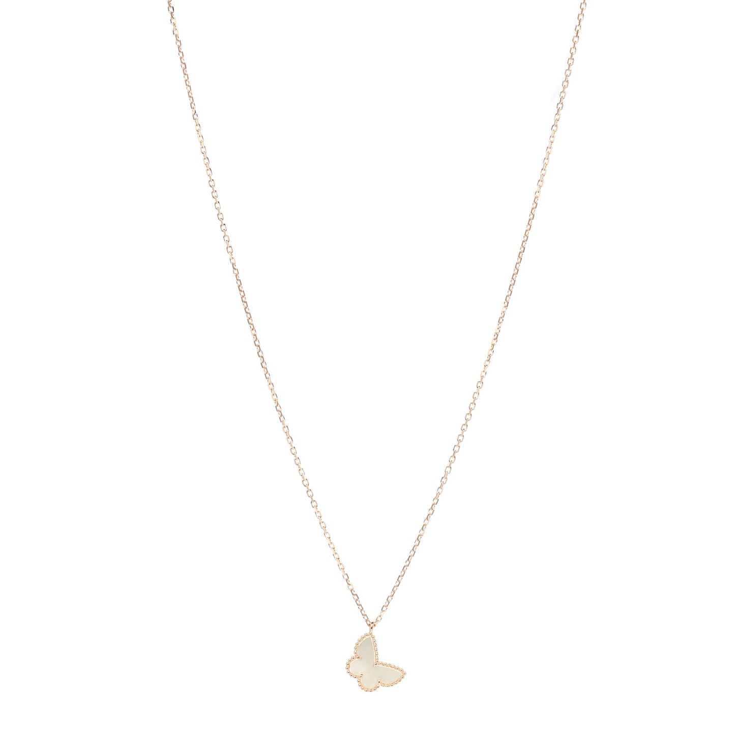18K Yellow Gold Mother of Pearl Sweet Alhambra Butterfly Pendant Necklace