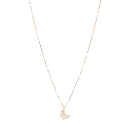 Van Cleef & Arpels 18K Yellow Gold Mother of Pearl Sweet Alhambra Butterfly Pendant Necklace 1 of 7