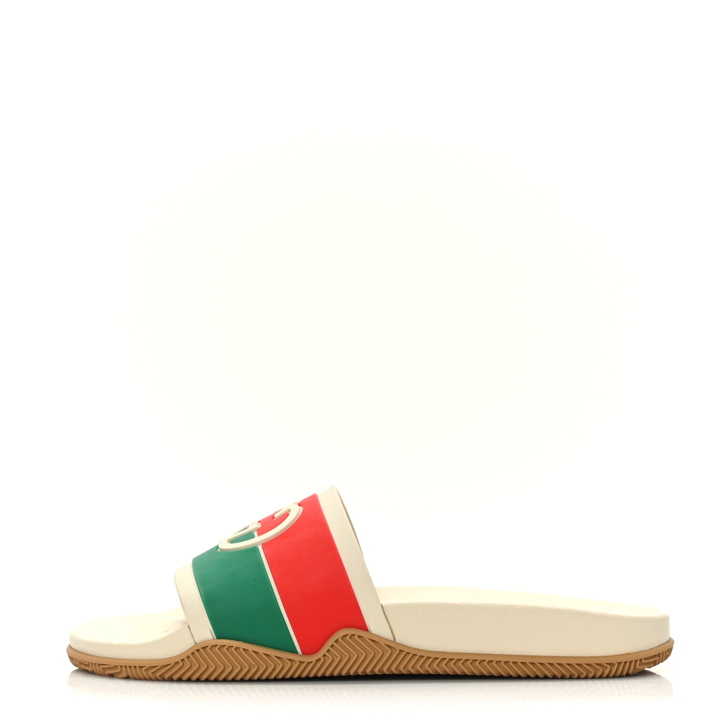 Rubber Web Womens Interlocking G Slide Sandals 39 Mystic White Green Red