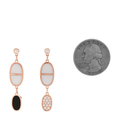 Hermes 18K Rose Gold Ceramic Diamond Chaine D'Ancre Verso Dangle Earrings Black White 2 of 5