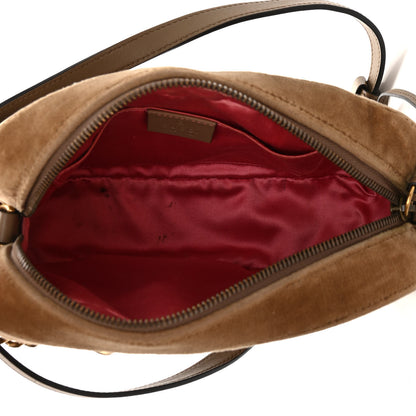 Gucci Velvet Matelasse Small GG Marmont Chain Shoulder Bag Taupe 5 of 11