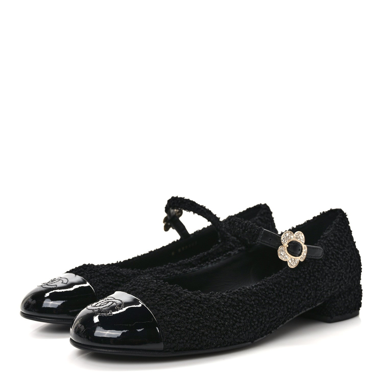 Chanel Tweed Patent Mary Jane Flats 41 Black 3 of 8