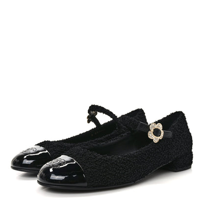 Chanel Tweed Patent Mary Jane Flats 41 Black 3 of 8