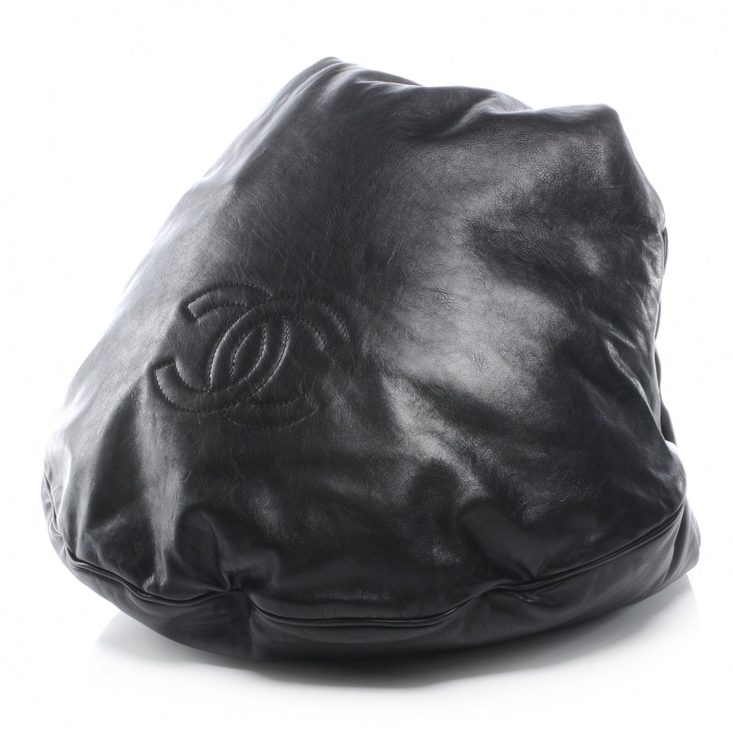 Lambskin Large Rock and Chain Hobo Black