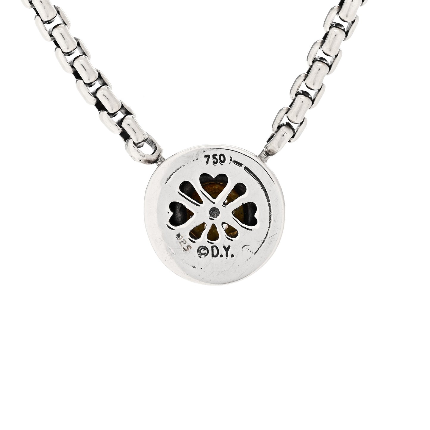 Sterling Silver 18K Yellow Gold Diamond 12mm Pave Cookie Necklace