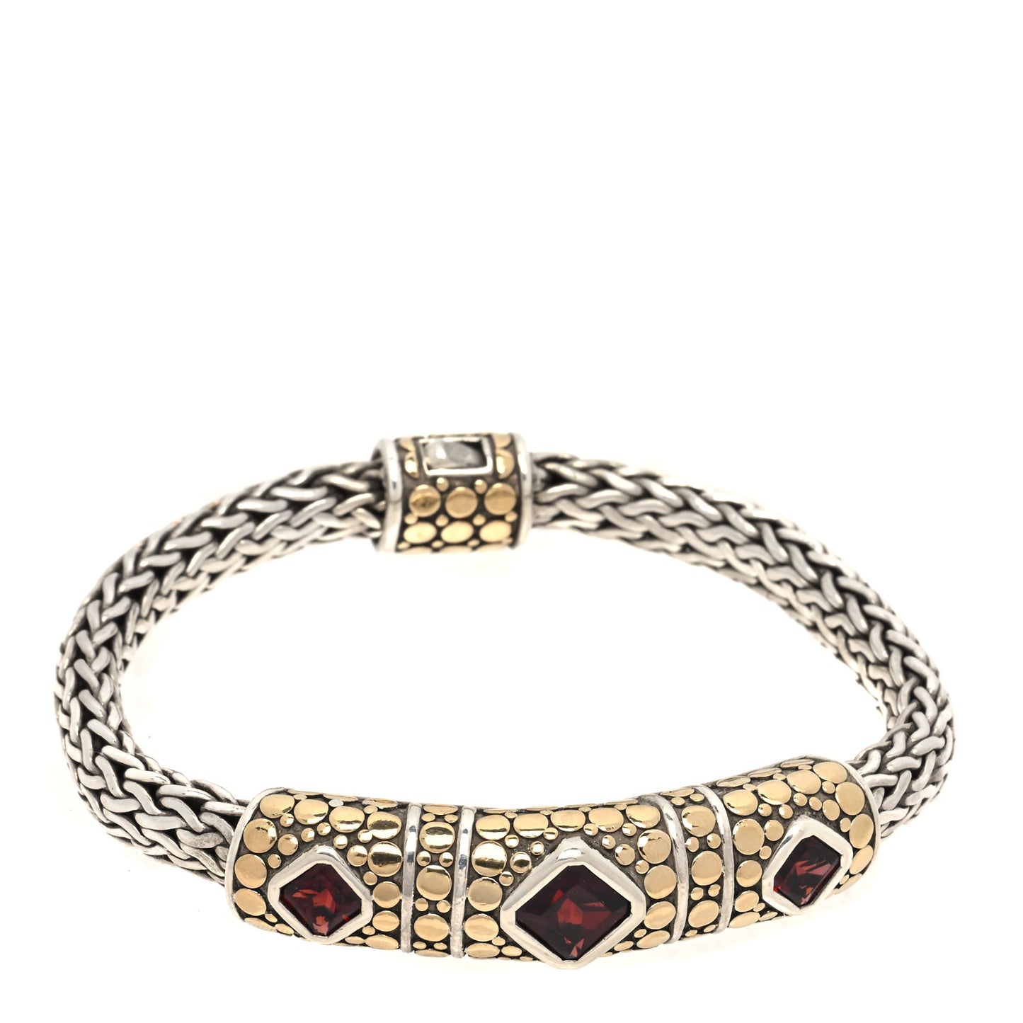 Sterling Silver 18K Yellow Gold Garnet Kali Dot Station Bracelet